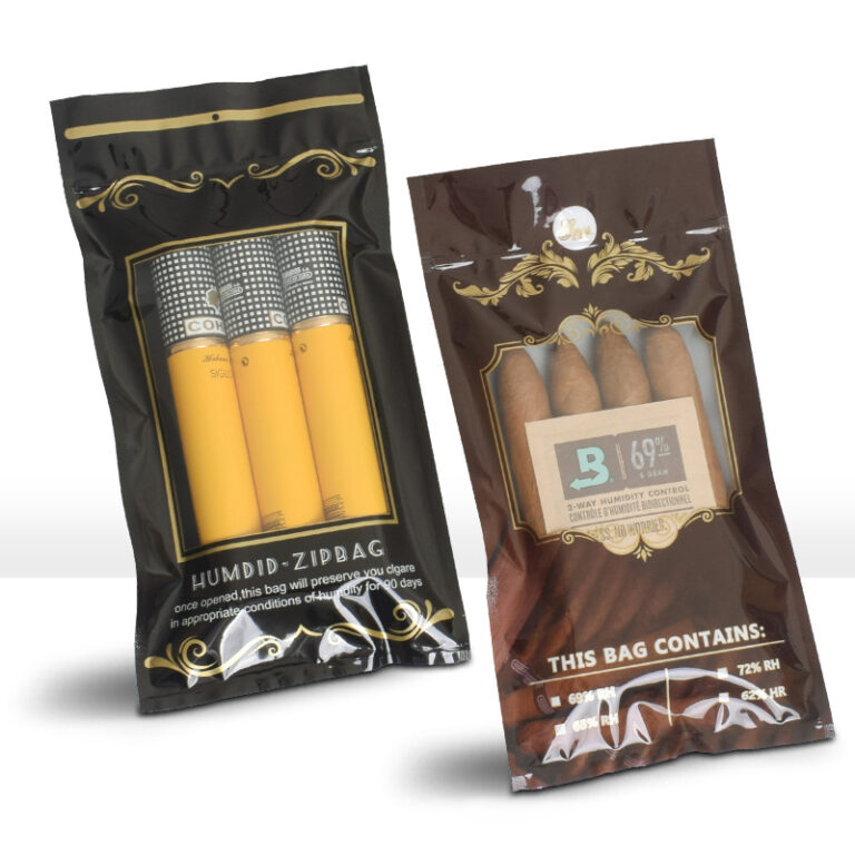 Zipper Resealable Cigar Packaging Bags Colors Printing With