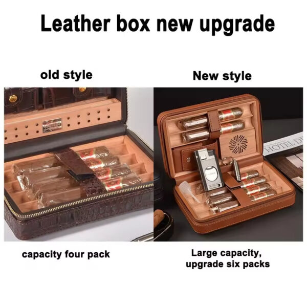 Leather cigar humidor box