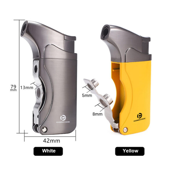 silver and yellow cigar lighter