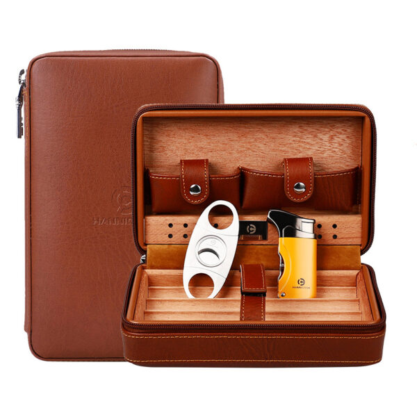 Brow humidor case with lighter and cutter